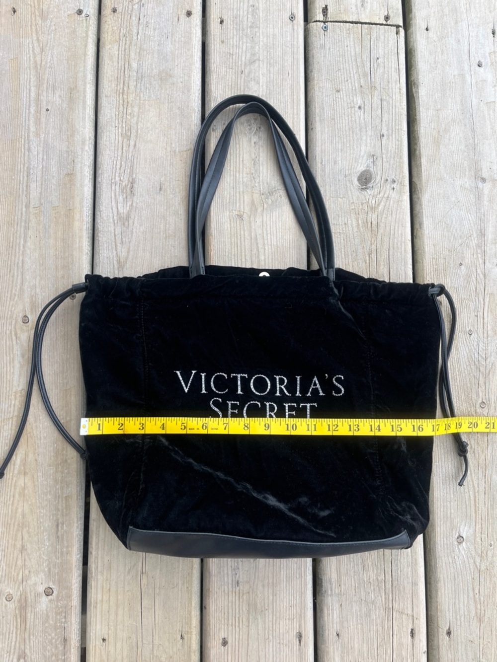 Victoria's Secret Black Velvet Tote with Logo - Picture 4 of 8